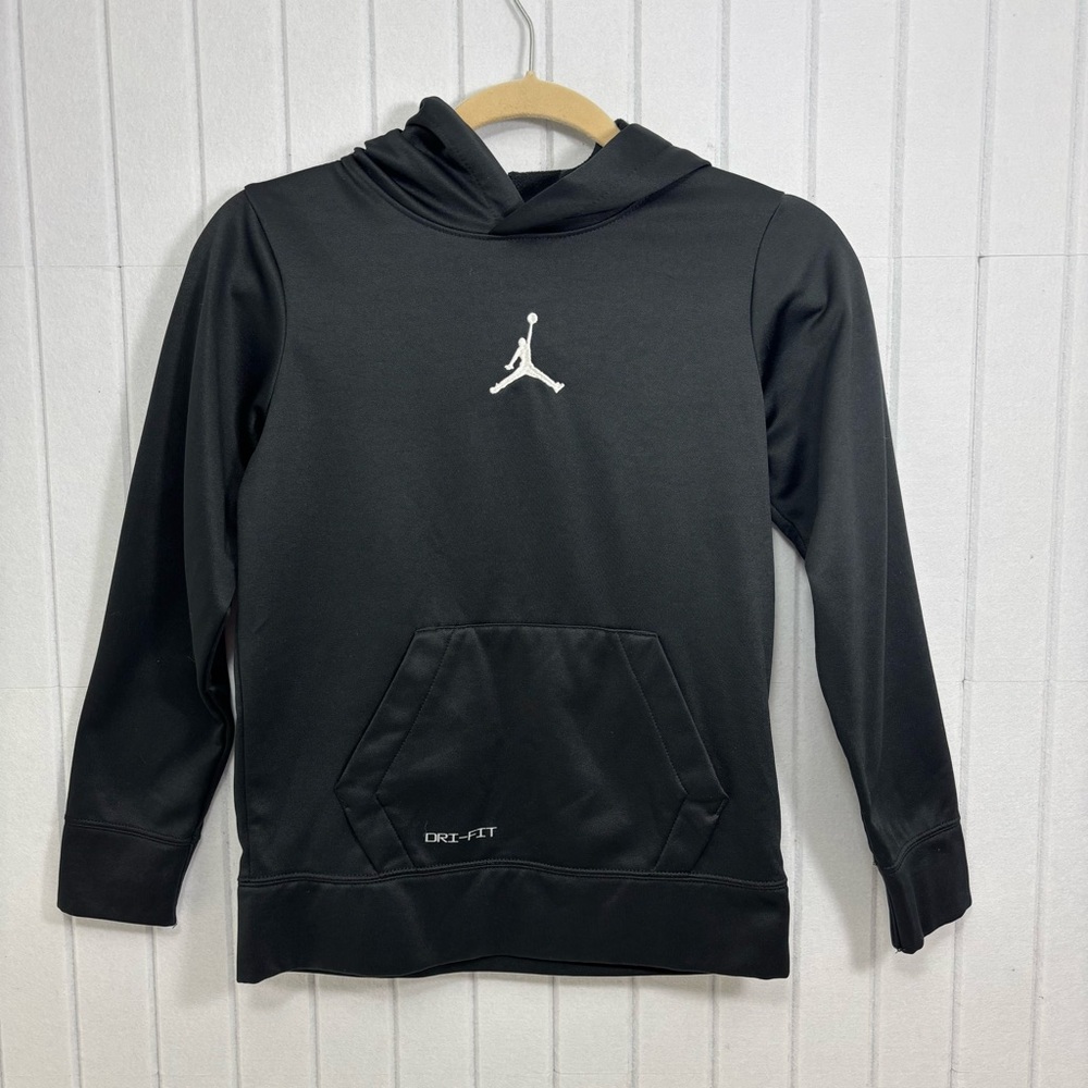 Jordan DRI-FIT Black Pullover Hoodie with White Logo Size M